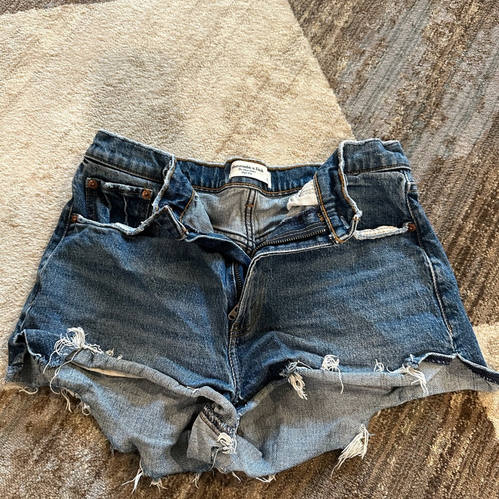 Abercrombie & Fitch Distressed Blue Jean Shorts